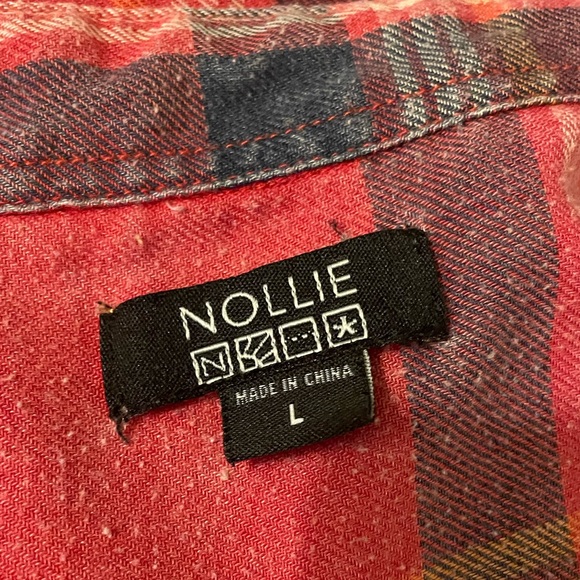 Nollie Distressed Red Plaid Flannel Button Down Shirt - Picture 5 of 5